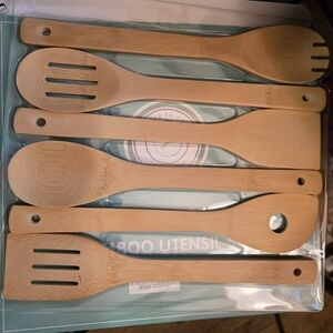 Iooleem 6 Piece Bamboo Utensil Set New, Opened Package 12 Inches Non Stick